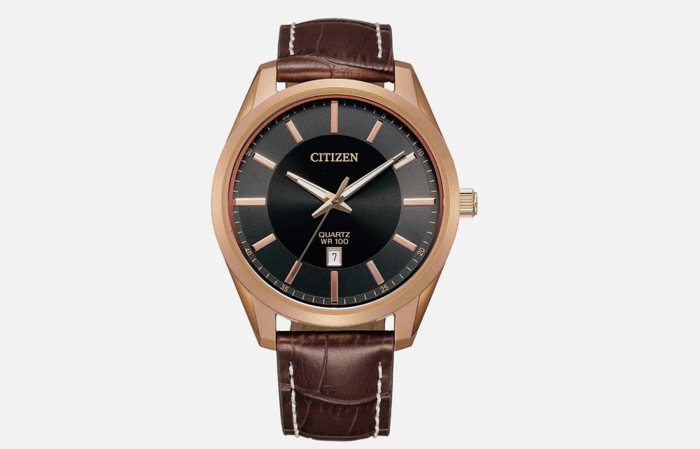 Citizen Men's Dress Quartz Rose Gold PVD Wrist Watch BI1033-04E WITH STICKERS